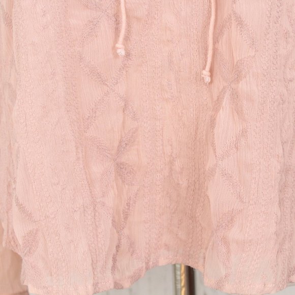 Anthropologie Tiny Chiffon Sheer Long Sleeve Top Pink XS - Picture 6 of 13
